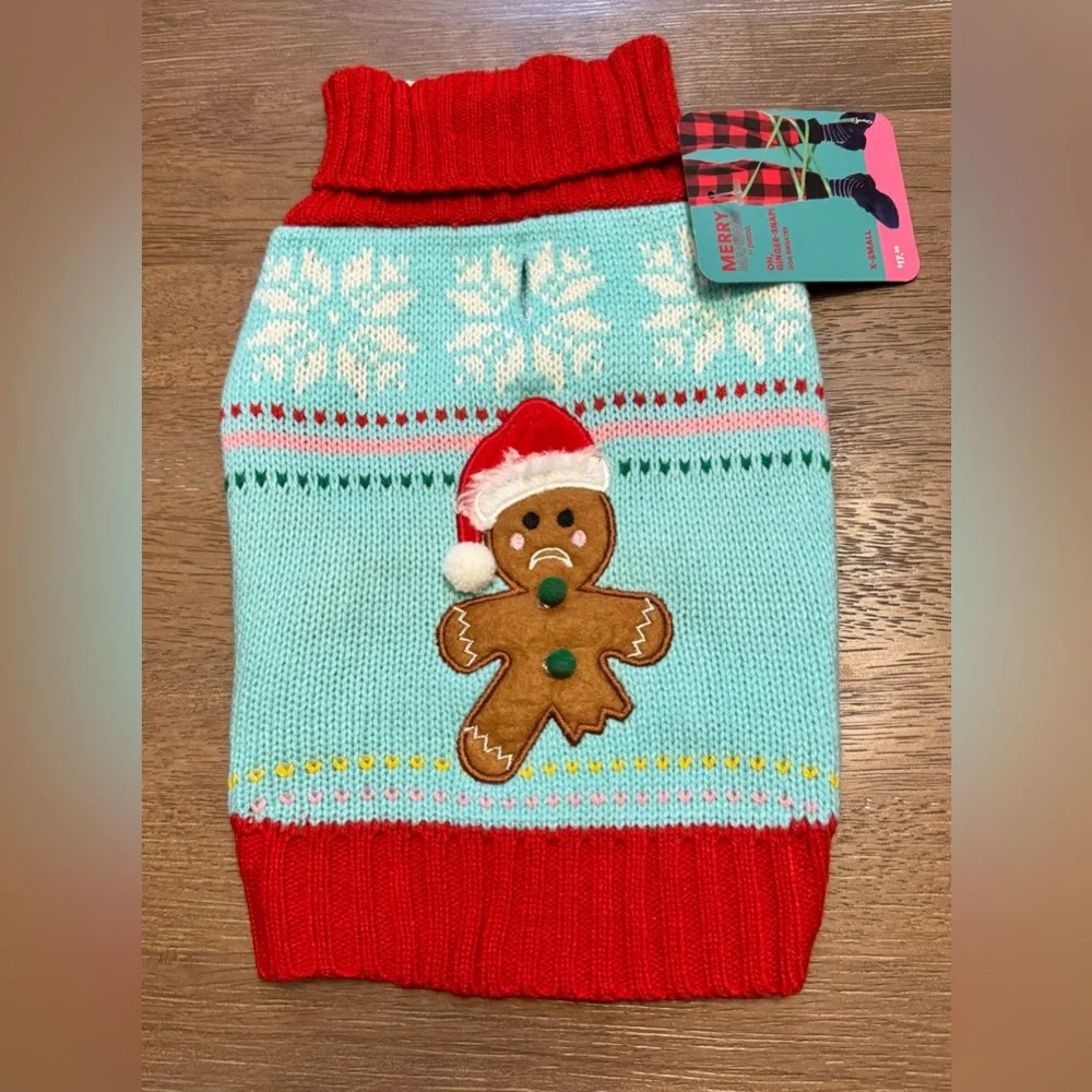 Merry Makings Gingerbread Man Dog Sweater Size XS NWT
